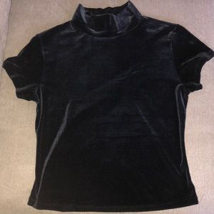Velvet Turtle Neck Crop Top